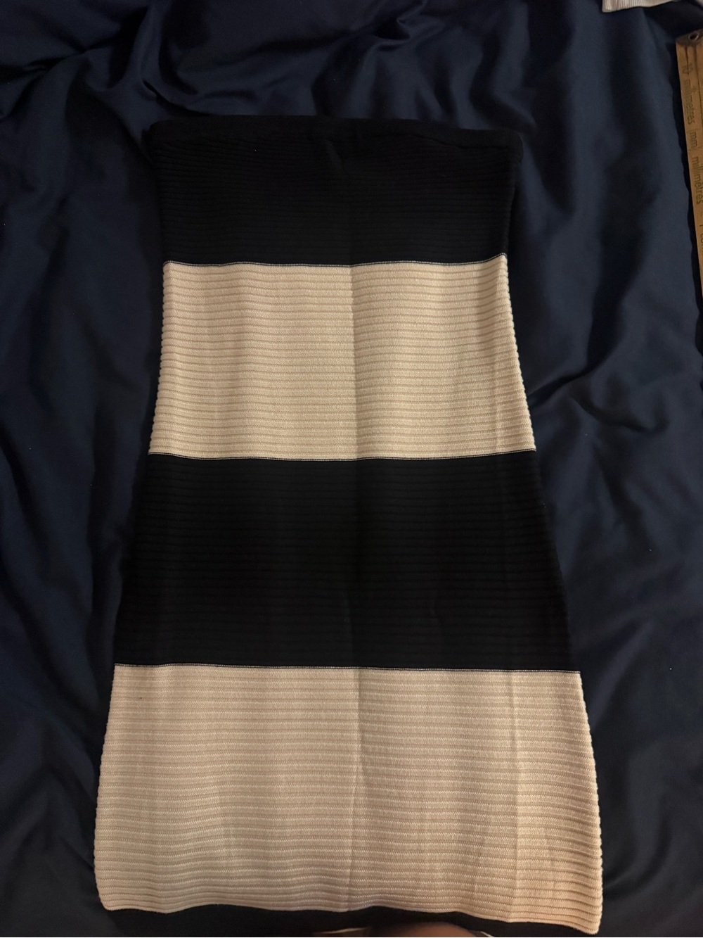 Striped Black and Cream Tube Dress